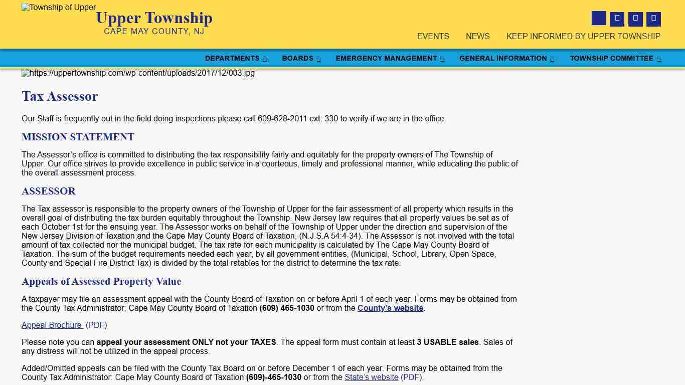 Tax Assessor – Upper Township