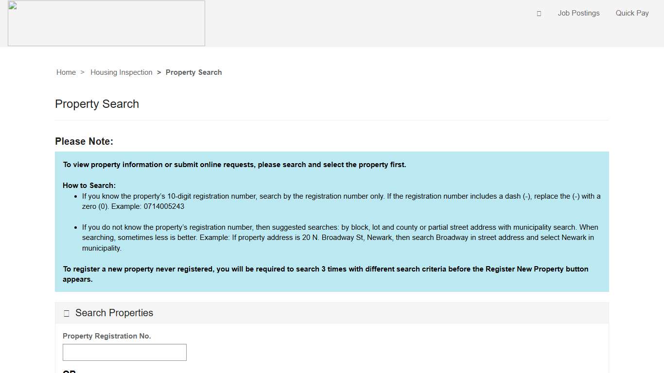 Property Search · DCA Service Portal