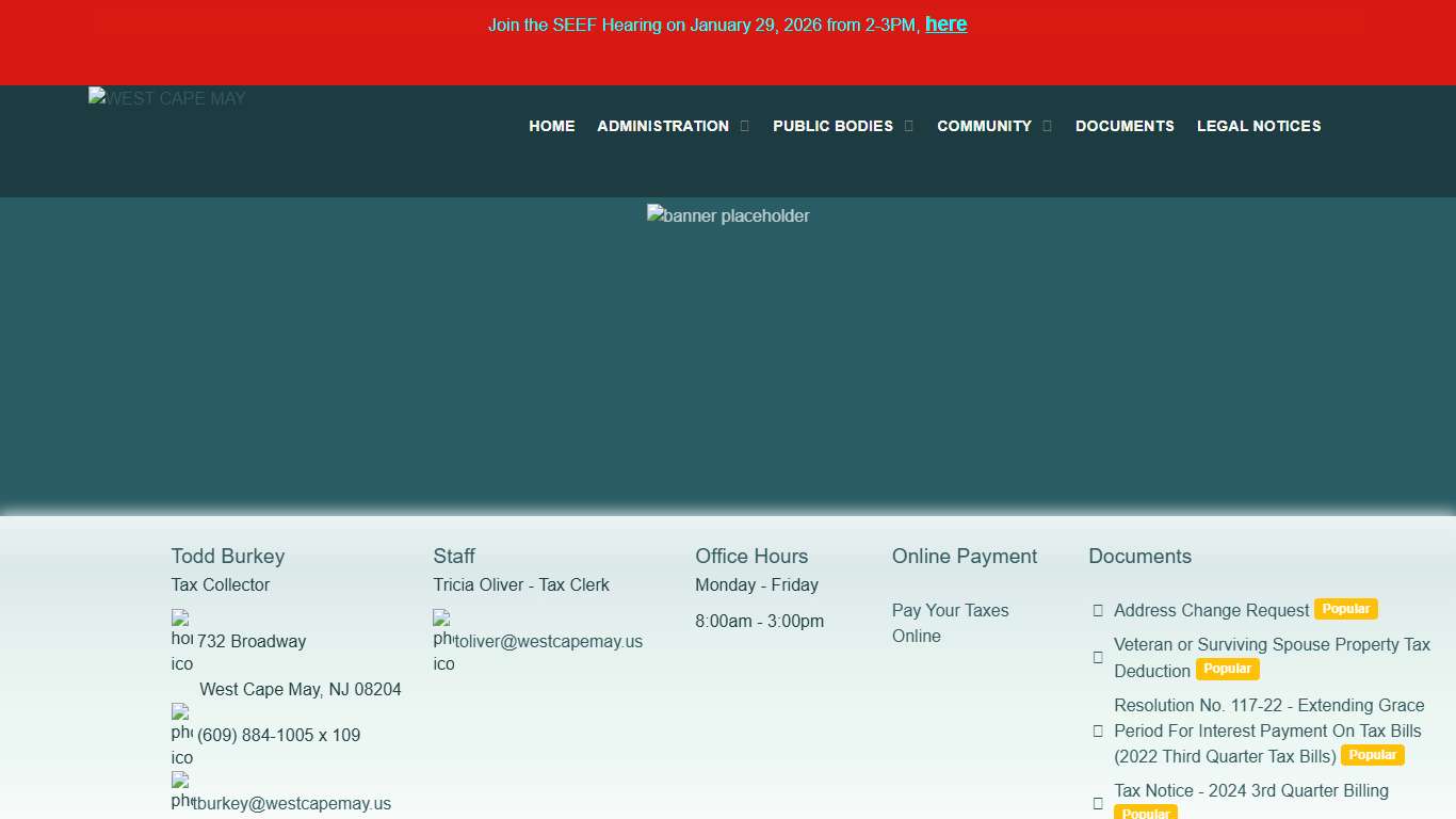 Borough of West Cape May - Tax Collector